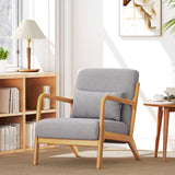 HOMCOM Fauteuil de Salon avec Cadre en Bois Massif Fauteuil Lounge - Assise Profonde - accoudoirs - Aspect Velours Gris