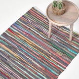 HOMESCAPES Tapis Chindi en Coton recyclé, Tapis Multicolore (150 x 240 cm)
