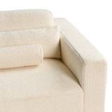Canapé 3 Places Hauteur du Dossier Réglable Rembourré en Tissu Bouclé Blanc Cassé Ange