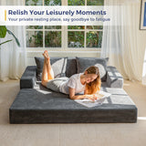 MAXYOYO Canapé-Lit Pliant, Méridienne en Velours Côtelé, Sofa Convertible avec Porte-Gobelet et Coussin, Canapé-Lit de Compression pour Salon, Chambre ou Chambre d'amis