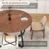 Suuiwau Table de salle à manger ronde 120 cm en bois marron noyer moderne pour cuisine, salon, salle à manger, terrasse, cour, café, bureau et autres endroits