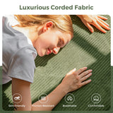 MAXYOYO Canapé-Lit Pliant, Méridienne en Velours Côtelé, Sofa Convertible avec Porte-Gobelet et Coussin, Canapé-Lit de Compression pour Salon, Chambre ou Chambre d'amis