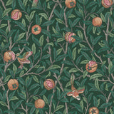Papier peint intissé William Morris Bird & Pomegranate Deep Green 1005 x 52cm Vert | Revetement Mural, Tapisserie | Facile à poser et à Enlever
