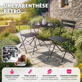 TecTake® Ensemble Table Ronde et Chaises Pliantes Table de Bistrot Bar Salon de Jardin Exterieur 2 Personnes, Structure en Acier lâqué époxy, Mobilier de Jardin Amenagement Balcon Terrasse Jardin