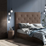 MOMMA HOME - Tête de lit - Modèle Myro - Marron - 160 x 120 cm - Revêtement en Similicuir matelassé - Accessoires de Suspension Inclus - Tête de lit pour Chambre à Coucher