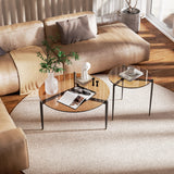 Artloge Table Basse Salon Ronde: Meuble de Salon en Verre Trempé et Métal Table Basse Design Moderne pour Bureau Chambre 80 x 40 cm
