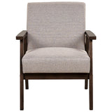 Beliani Fauteuil en Tissu Taupe et Bois d'Hévéa Sombre Accoudoirs en Bois Droit Rétro Asnes