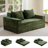 MAXYOYO Canapé-Lit Pliant, Méridienne en Velours Côtelé, Sofa Convertible avec Porte-Gobelet et Coussin, Canapé-Lit de Compression pour Salon, Chambre ou Chambre d'amis