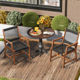 GOPLUS Lot de 2 Chaises Jardins Bois d'Acacia, Tissées en Corde, 2 Pcs Fauteuils d’Extérieur pour Terrasse, Jardin, Arrière-Cour, Charge 160KG,64 x 57 x 90 cm