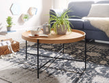 WOHNLING Table Basse 78x78x40 cm Table Basse Bois/métal Table de Salon chêne | Table de Chambre Design Ronde Moderne | Table Basse en Bois | Table de Salon