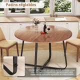 Suuiwau Table de salle à manger ronde 120 cm en bois marron noyer moderne pour cuisine, salon, salle à manger, terrasse, cour, café, bureau et autres endroits