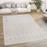 Paco Home Tapis Exterieur Terrasse Salon Cuisine Motif Scandinave Motif Ethnique Uni, Dimension:160x220 cm, Couleur:Crème 3