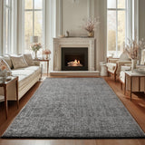 Carpettex Tapis en Coton Chenille Gris 240x340 cm Lavable, Style Boho, Poils Courts Vintage Kelim, Antidérapant et Doux, Mélange Monochrome, pour Salon, Chambre, Bureau & Cuisine