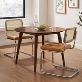 Zouron Chaises De Cuisine en Rotin Lot de 4, Chaises De Salle à Manger Modernes du Milieu du SièCle, Chaises De Cuisine sans Accoudoirs avec Dossier en Rotin Tressé, Pieds en MéTal, Marron