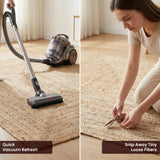 Craft Trade Naturel Bohème Rond Fleur Tapis en Jute Réversible Tressé Tapis de Jute Lavable Tissé à la Main Décor pour Cuisine Salon et Chambre - 150 cm