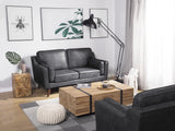 Canapé Fixe 2 Places Revêtement en Cuir PU Haut de Gamme Gris et Rembourrage Épais pour Salon au Design Rétro Beliani