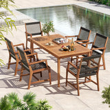 GOPLUS Lot de 2 Chaises Jardins Bois d'Acacia, Tissées en Corde, 2 Pcs Fauteuils d’Extérieur pour Terrasse, Jardin, Arrière-Cour, Charge 160KG,64 x 57 x 90 cm