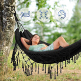 Hamac Suspendu - 200 x 150 cm - Hamac de Camping et Jardin Confortable - 250kg Capacité de Charge - 1-2 Personnes pour Intérieur, Balcon, Extérieur (Noir)