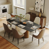 POVISON Table de Salle à Manger 180cm pour 6-8 Personnes, Table à Manger avec Plateau Rectangulaire en Pierre Frittée Noir, Pied en Acier Carbone,Table sans Chaise, 180 * 90 * 75cm