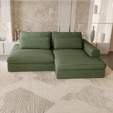Mobilier-Deco Ayda - Canapé d'angle Convertible avec Coffre en Velours Gros côtelé Vert - Angle Droit