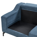 Canapé d'Angle en Velours Bleu Foncé avec Appuis-tête Réglable pour Salon Moderne Beliani