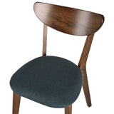 Lot de 2 Chaises de Salle à Manger en Bois d'Hévéa Foncé et Polyester Gris Erie