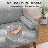 Vesgantti Petit Canapé 2 Places Gris Clair, Canapé en Lin 121cm avec Coussin à Ressorts, Mini Canapé Chambre avec Accoudoirs, Canapé de Salon Moderne, Canapé Fixe 2 Places, Gris Clair Causeuse