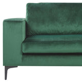 Beliani Canapé Fixe 3 Places Revêtu en Velours Vert de Qualité Un Design Tendance Idéal pour Salon Vintage Rétro et Glamour
