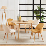 BAÏTA Lot de 2 chaises Macaron Velours Ocre Pieds hêtre Massif