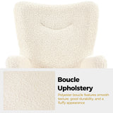 Yaheetech Fauteuil Scandinave à Oreilles avec Repose Pieds Fauteuil de Salon en Tissu Bouclette Dossier Ergonomique Chaise de Salon Design Elégant 67,5 cm × 70 cm × 97,5 cm Ivoire/1