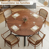 Suuiwau Table de salle à manger ronde 120 cm en bois marron noyer moderne pour cuisine, salon, salle à manger, terrasse, cour, café, bureau et autres endroits