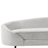 Canapé Glamour en Tissu Forme Courbée Pieds Noirs en Métal Blanc Cassé Savar