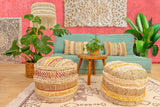 Mandala Life ART Bohemian Stool Ottoman Cover -35x45 cm - Tabouret de Luxe au décor Artisanal pour la méditation, Le Yoga et Le Tabouret Boho Chic