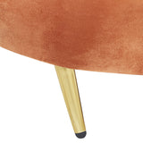 Canapé en Velours Courbé Glamour Orange à 3 Places Pieds Dorés Brillants Savar