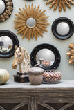 CHEHOMA - Petit Miroir Convexe Noir et Or Vieilli - Miroir Mural pour Salon, Salle de Bain, Couloir ou Garde-Robe - Miroir de sorcière - Accessoire de décoration pour Un intérieur de qualité