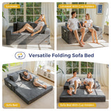 MAXYOYO Canapé-Lit Pliant, Méridienne en Velours Côtelé, Sofa Convertible avec Porte-Gobelet et Coussin, Canapé-Lit de Compression pour Salon, Chambre ou Chambre d'amis
