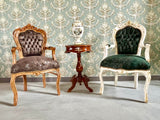 CasAmin Home & Living Chaise à accoudoirs marron clair rétro style baroque français velours chocolat chaise pour décoration intérieure