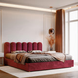 Muralo Panneau Mural Rembourré en Velours Magic Velvet 30x80 cm - Coussin Mural Capitonné, Effet 3D à Lignes Verticales, Confortable, Décoration Moderne Luxe Chambre et Salon - Rouge Bordeaux