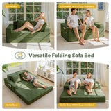 MAXYOYO Canapé-Lit Pliant, Méridienne en Velours Côtelé, Sofa Convertible avec Porte-Gobelet et Coussin, Canapé-Lit de Compression pour Salon, Chambre ou Chambre d'amis
