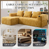 Yihomfy 250cm Canapé d'angle Convertible,Canapé-lit d'angle modulable en Forme de L,Canape Compressé,Canapé 3 Places Modulable avec Coussins, Poche Latérale,Canapé 2 Places + Coin Méridienne,Jaune
