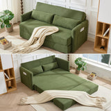 Canapé convertible 165 x 92 x 82 cm, canapé lit 2 places avec matelas en mousse, tissu velours côtelé, canapé compressible pliable 2 en 1 avec poches latérales - Idéal pour les petits espaces, Vert