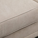 HOMCOM Canapé 3 Places en Tissu Velours côtelé, canapé Salon, 197 cm, avec accoudoirs et Dossier rembourrées, canapé avec 2 oreillers, Pieds en Bois Massif de pin, pour Salon, Chambre, Bureau, Beige
