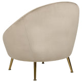 Beliani Fauteuil en Velours Taupe et Métal Forme Ronde Rembourré en Mousse Style Elégant Langa
