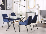 Table de Salle à Manger Design 140 x 80 cm Plateau en Verre de Sécurité et Pieds Métalliques Noirs pour Intérieur Moderne et Rétro Beliani