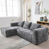 Yihomfy 250cm Canapé d'angle Convertible,Canapé-lit d'angle modulable en Forme de L,Canape Compressé,Canapé 3 Places Modulable avec Coussins, Poche Latérale,Canapé 2 Places + Coin Méridienne,Gris