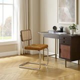 Zouron Chaises De Cuisine en Rotin Lot de 2, Chaises De Salle à Manger Modernes du Milieu du SièCle, Chaises De Cuisine sans Accoudoirs avec Dossier en Rotin Tressé, Pieds en MéTal, Marron