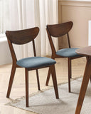 Lot de 2 Chaises de Salle à Manger en Bois d'Hévéa Foncé et Polyester Gris Erie