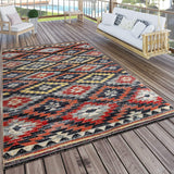 Paco Home Tapis Intérieur Et Extérieur Zigzag Rouge Orange Noir, Dimension:240x340 cm