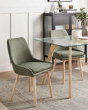 Beliani Lot de 2 Chaises de Salle à Manger Pieds Bois Massif Siège Rembourré en Tissu Polyester Vert Foncé Melfort