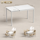 HOMCOM Table à Manger Extensible Rectangle pour 4 à 6 Personnes, Table de Cuisine 80-120 cm, Extension coulissante Facile, Pieds en Acier, pour Petits espaces, Salle à Manger, Salon, Blanc
